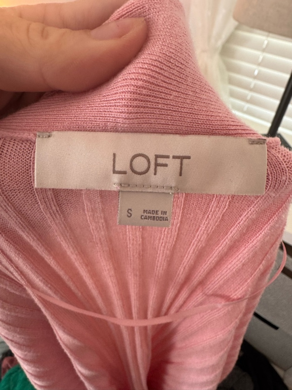 LOFT Pink Ribbed Open-Front Cardigan - Picture 6 of 6